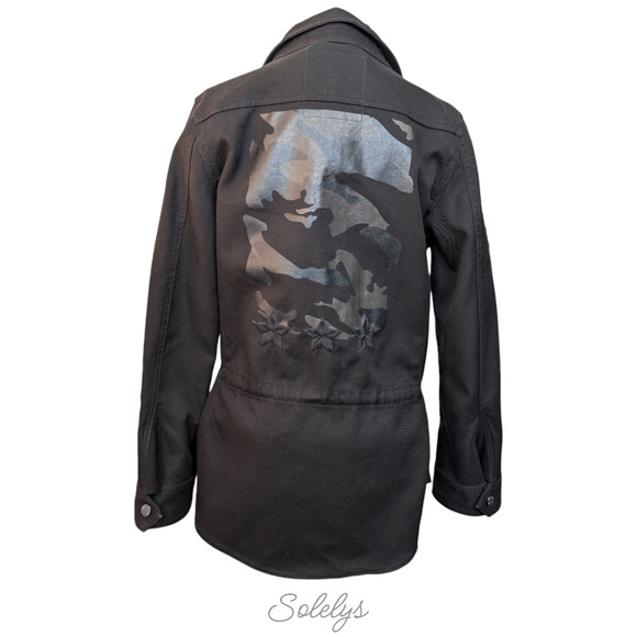 Zadig & Voltaire Tackl Military Star Camo Skull Floral Embroidered Shacket XS - Picture 7 of 11